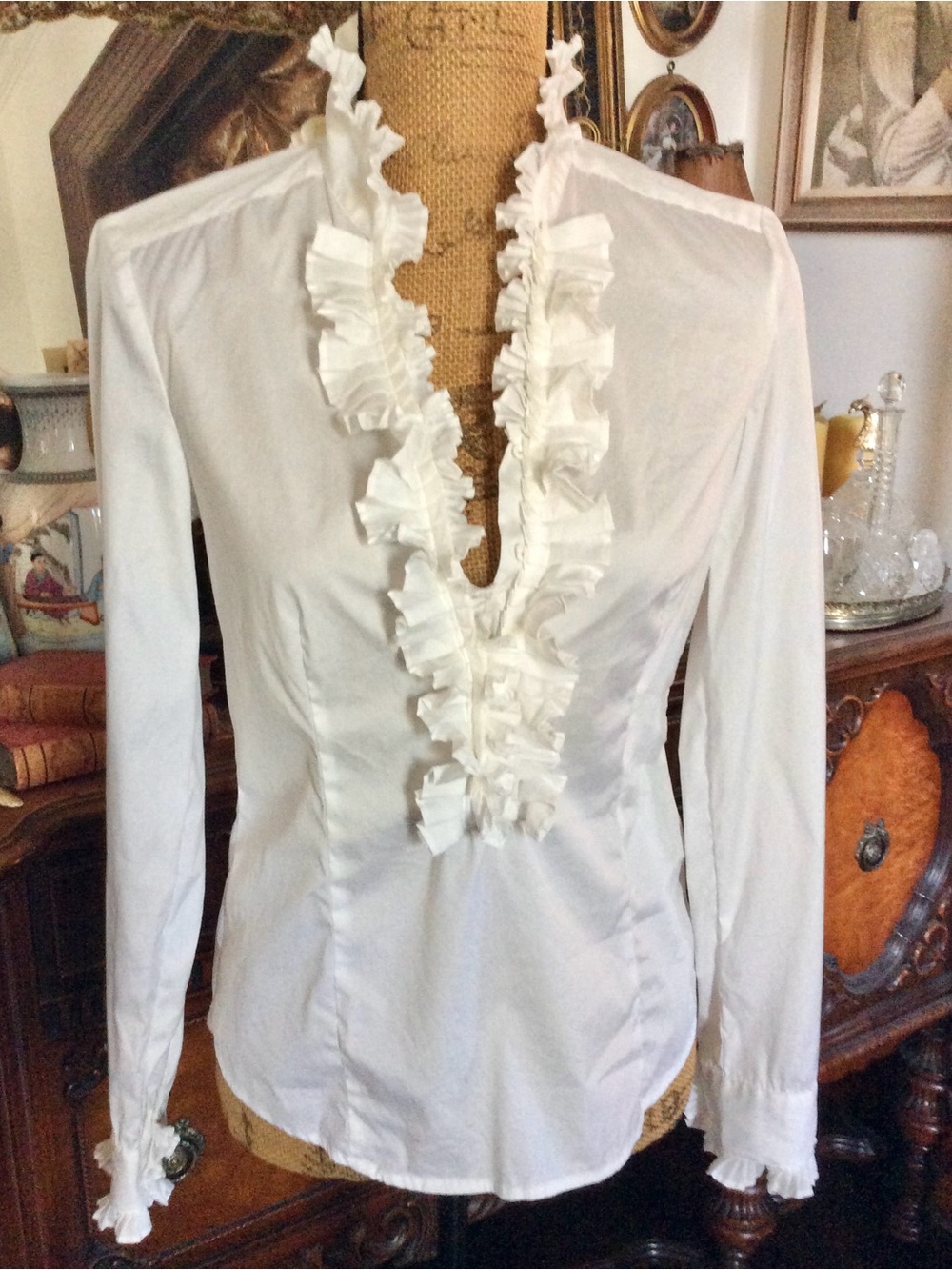 Vintage Romantic Victorian-inspo Edwardian-inspo Cottagecore High Ruffle Blouse
